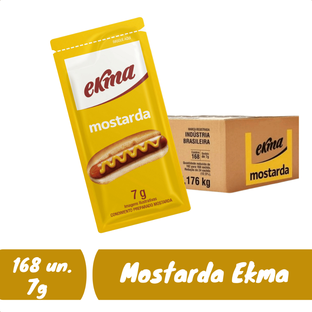 Mostarda Ekma em Sachê 7g Caixa com 168 Unidades para Hot Dog Lanches e Food Service em Oferta na Shopee