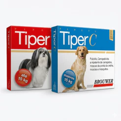 Tiper C Antipulgas e Carrapatos Cães Até 15kg / Acima 15kg Repelente de Moscas e Mosquitos