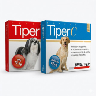 Tiper C Antipulgas e Carrapatos Cães Até 15kg / Acima 15kg Repelente de Moscas e Mosquitos