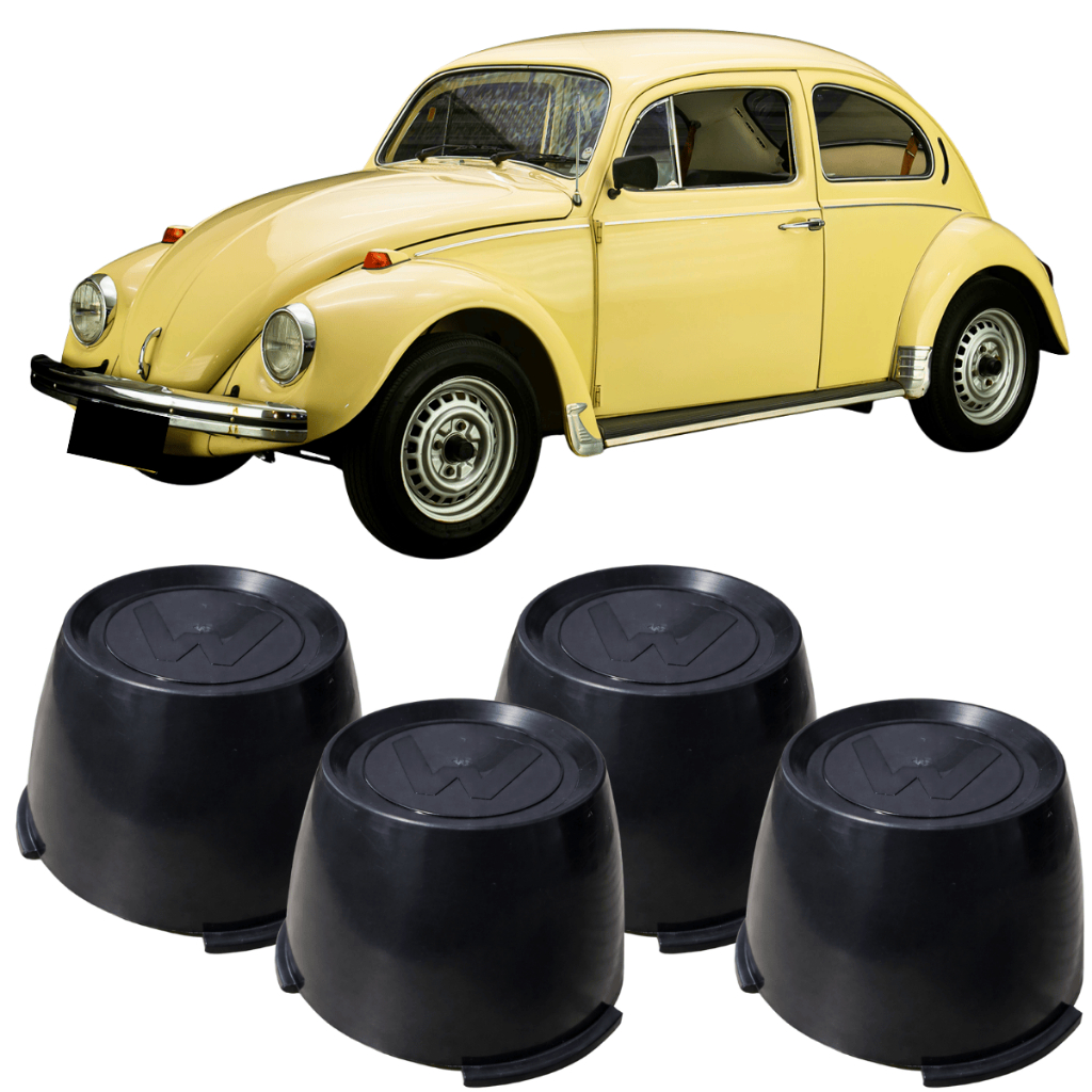 Jogo Calota Copinho Roda 4 Furos Fixa VW Fusca Variant Brasília Karmann Ghia TL - Com Garra