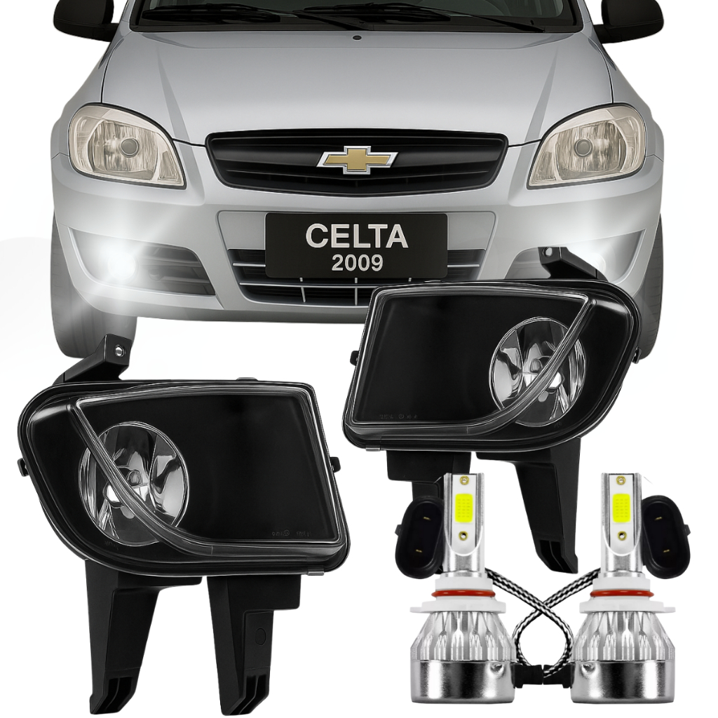 2 Farol Milha + Lâmpadas Led Celta Prisma 2007 2008 2009 2010 2011 2012 2013 em Oferta na Shopee