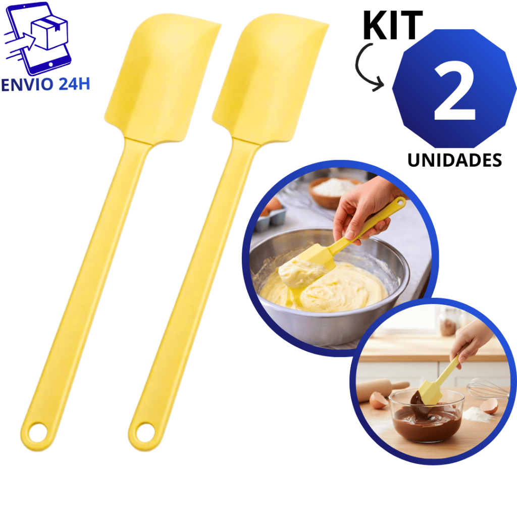 Kit 2 Espátula Raspadora Pão Duro Silicone | Utensílio Profissional p/ Confeitaria e Chocolates