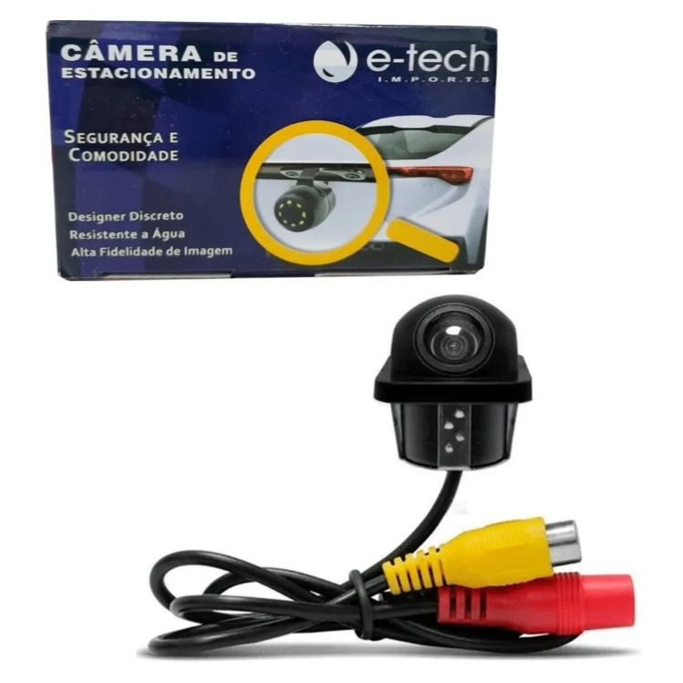 Câmera De Re Colorida Tartaruga Universal E-tech 12v Top em Oferta na Shopee