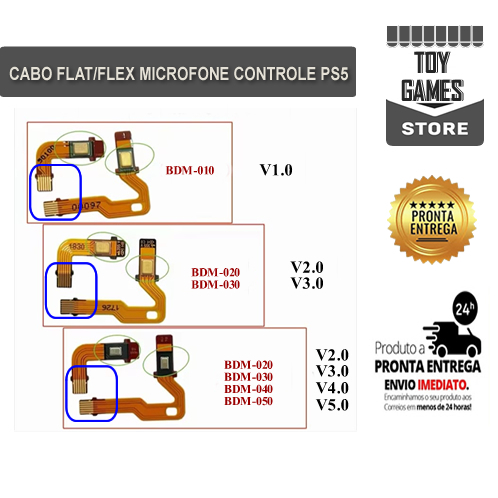 CABO FLAT/FLEX MICROFONE CONTROLE PS5 - 01 CONJUNTO