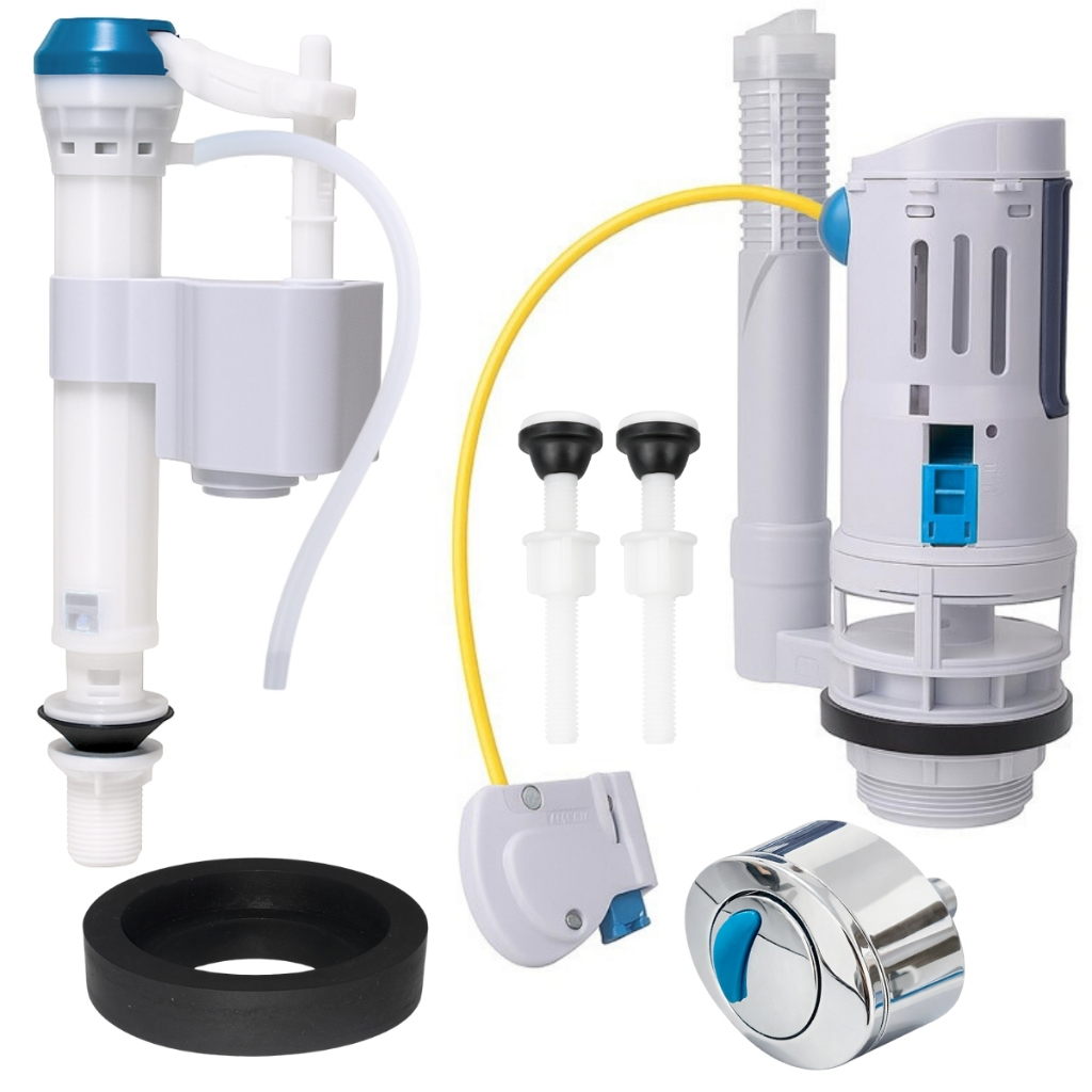 Kit Descarga Caixa Acoplada Completo Universal Duplo Acionamento Banheiro Vaso Sanitário