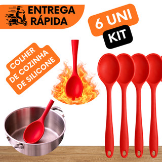 KIT COLHER DE SILICONE NÃO DERRETE E NÃO RISCA PANELAS SILICONE MACIO PASCOA RESTAURANTE COZINHA