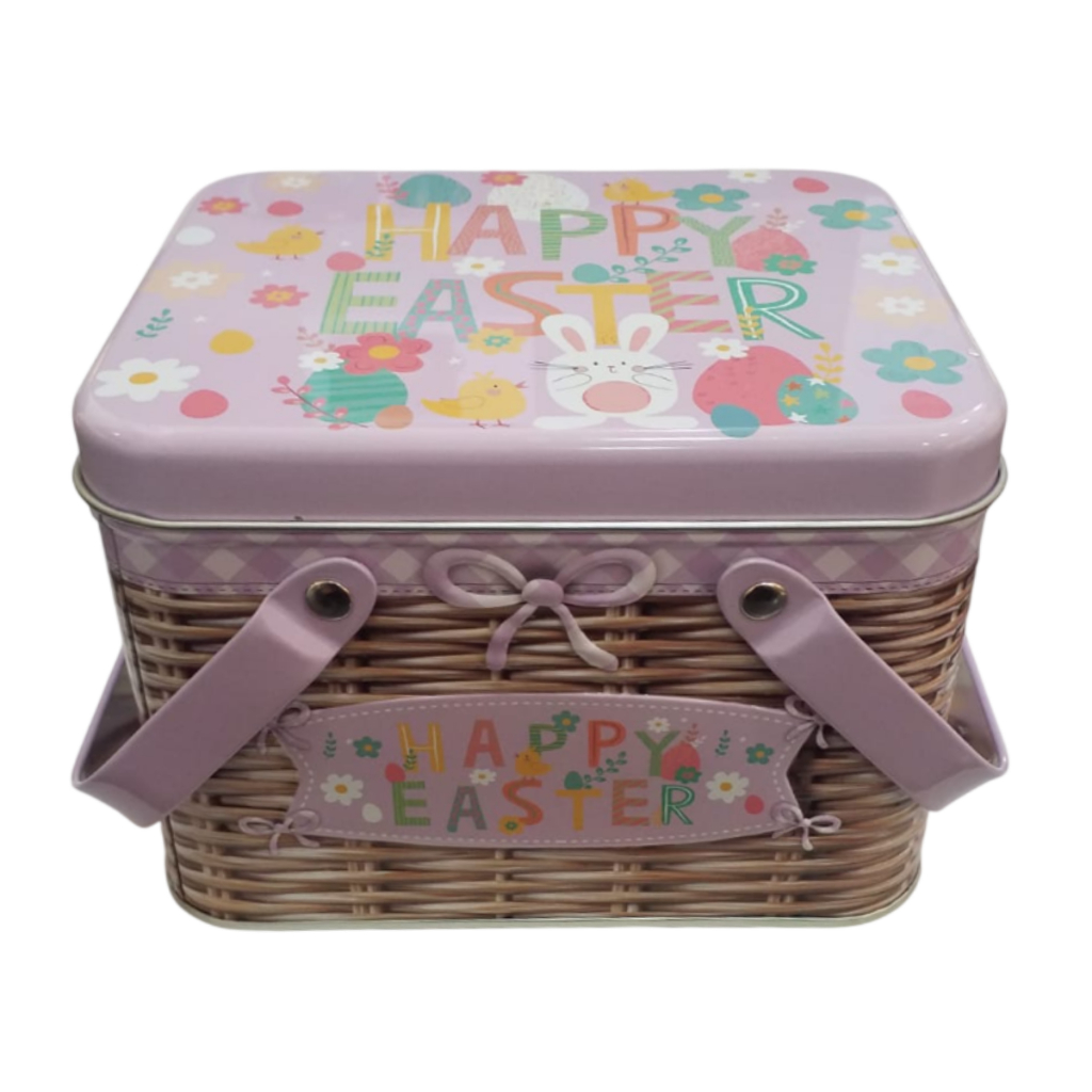 Lata Metal Retangular Alça Dupla Páscoa 15,3x12,7x10,6cm em Oferta na Shopee