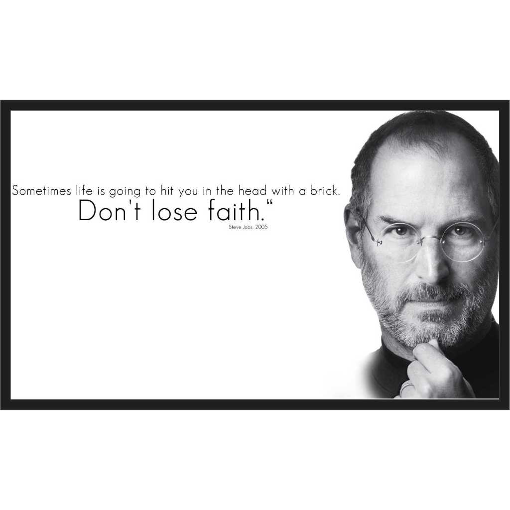 Quadro Decorativo Steve Jobs Apple Inovação Para Salas Informática Com Moldura Grande Preta Gg
