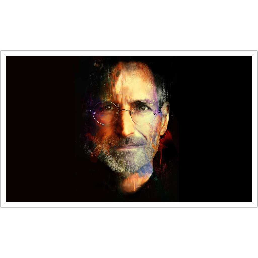Quadro Decorativo Steve Jobs Apple Assistência De Informática Para Ambiente Diversos  Com Moldura Grande Branca Gg