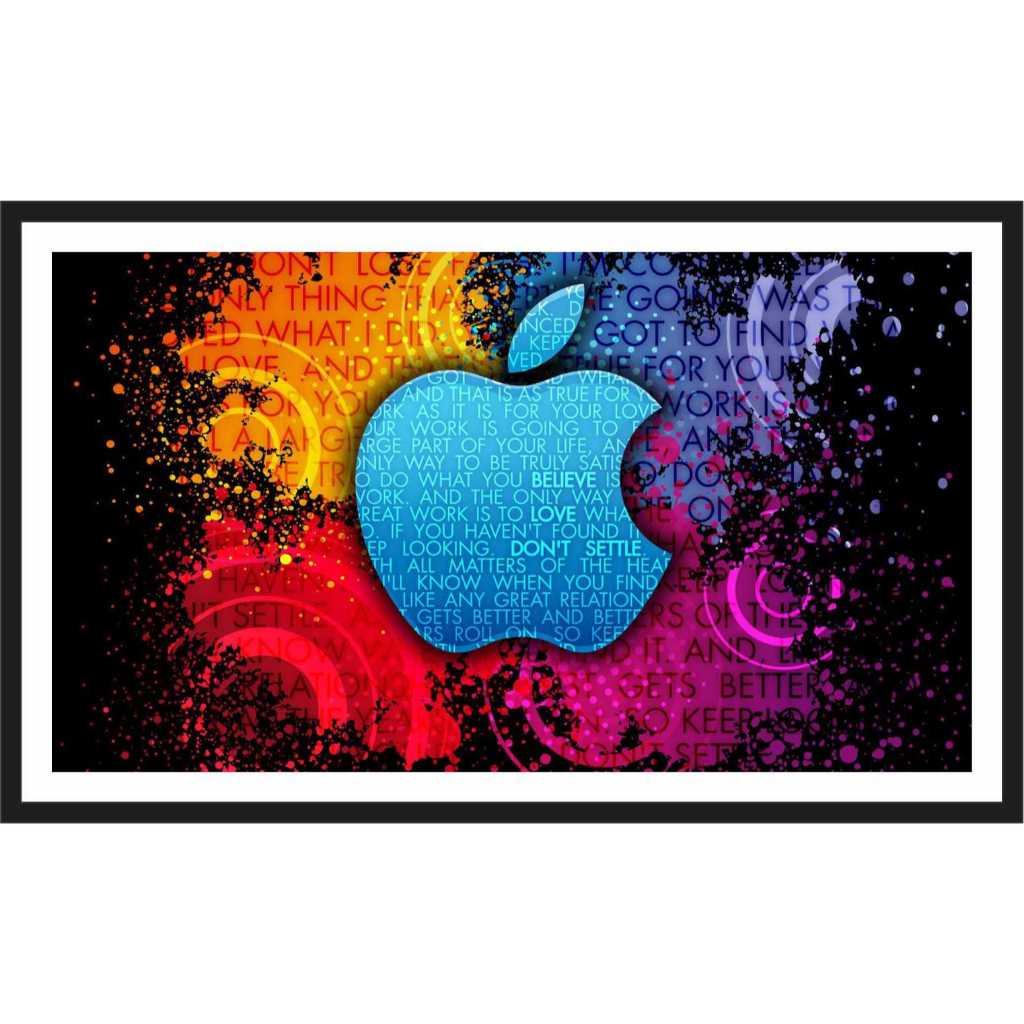 Quadro Decorativo Steve Jobs Apple Computador Para Salas Informática Com Moldura Grande Preta Gg