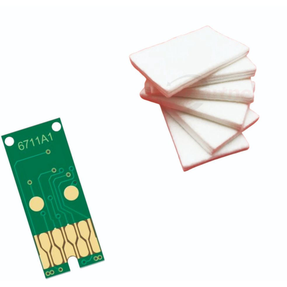 Chip + Almofada da Caixa de Resíduo Para Epson T6711WF-L1455 WF-3010 WF-3011 WF-3520 WF-3530 WF-3531 WF-3540