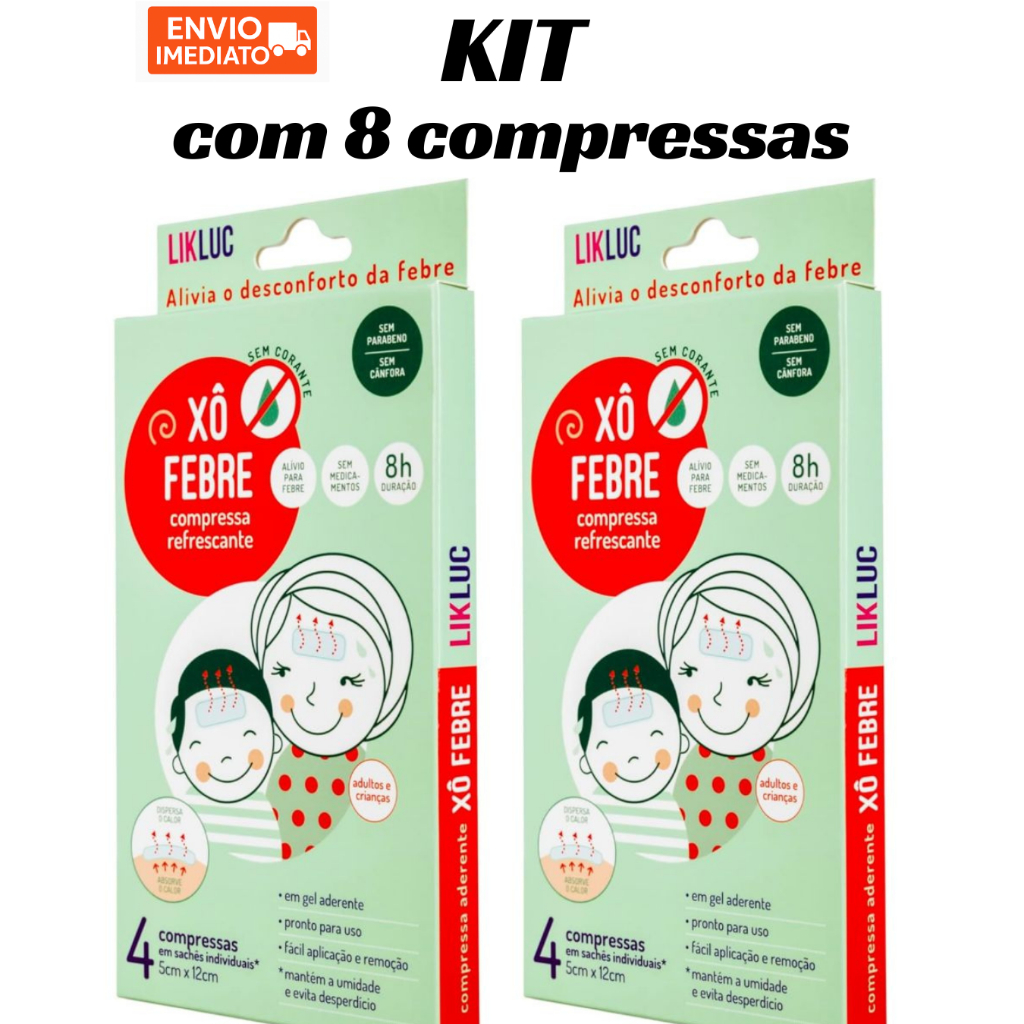 8 Compressas Adesivo de Febre Infantil Adulto Kit Vacina Likluc Buba Compressa Alivia Febre em Oferta na Shopee