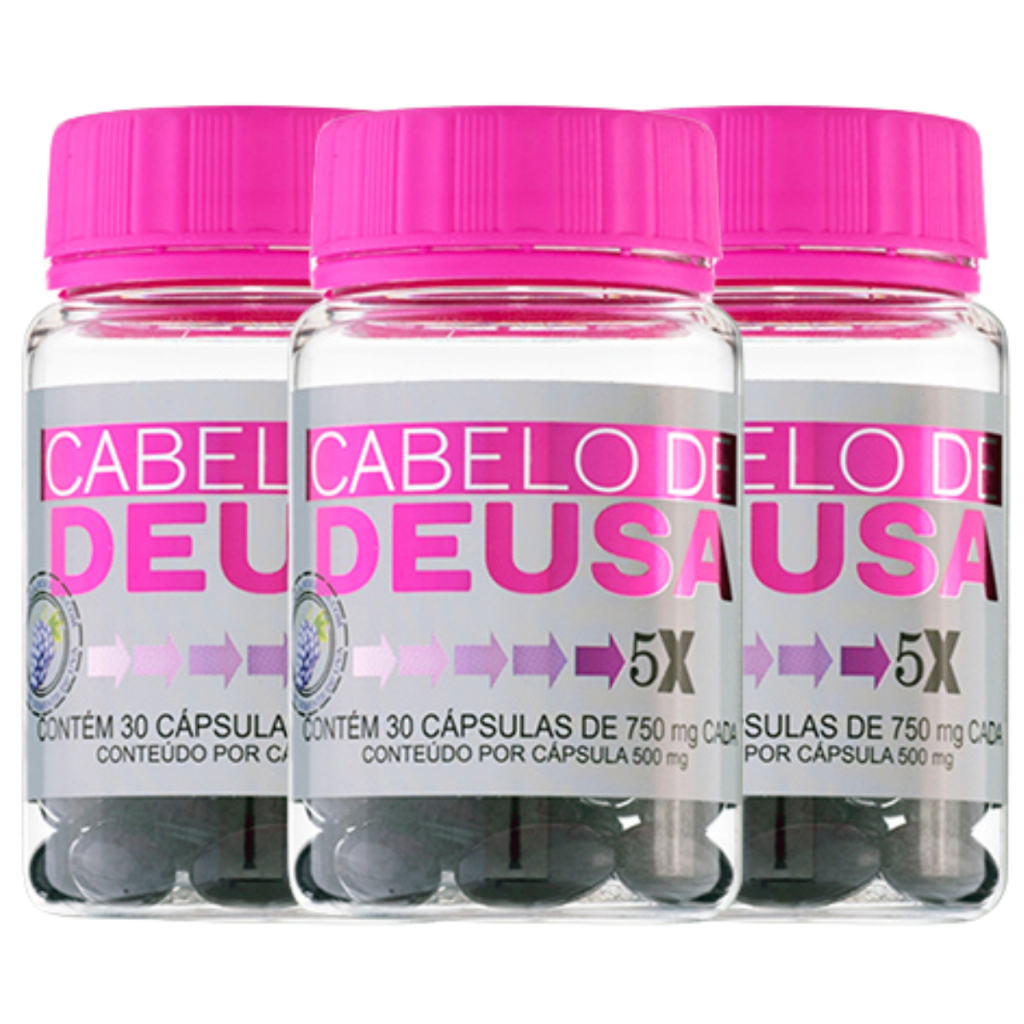 Kit Cabelo De Deusa Antiqueda E Crescimento 5x - Vitamina Tratamento para cabelos, unhas e pele