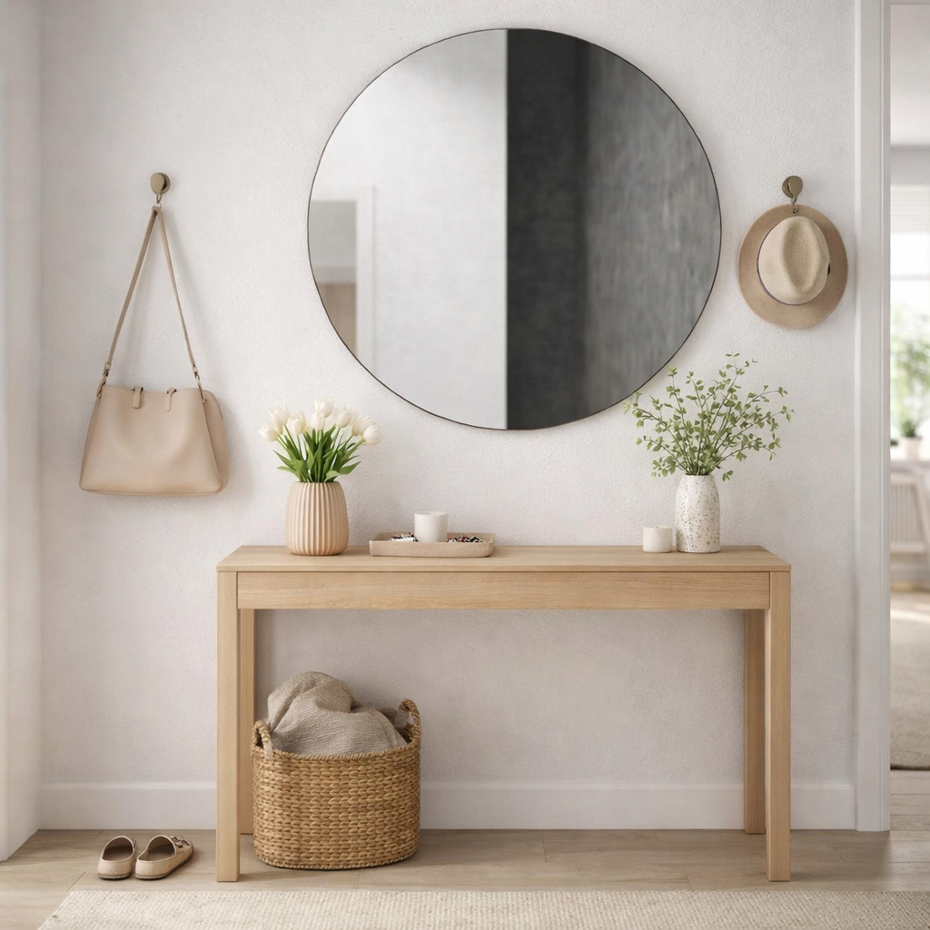 Espelho De Parede Redondo 40cm Decorativo Lapidado Moderno p/ Sala Hall Quarto em Oferta na Shopee
