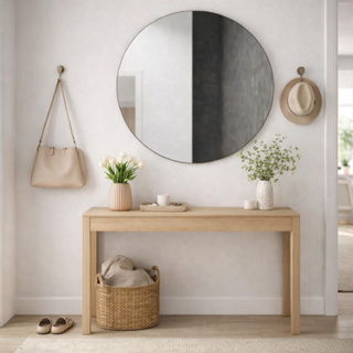 Espelho De Parede Redondo 40cm Decorativo Lapidado Moderno p/ Sala Hall Quarto em Oferta na Shopee