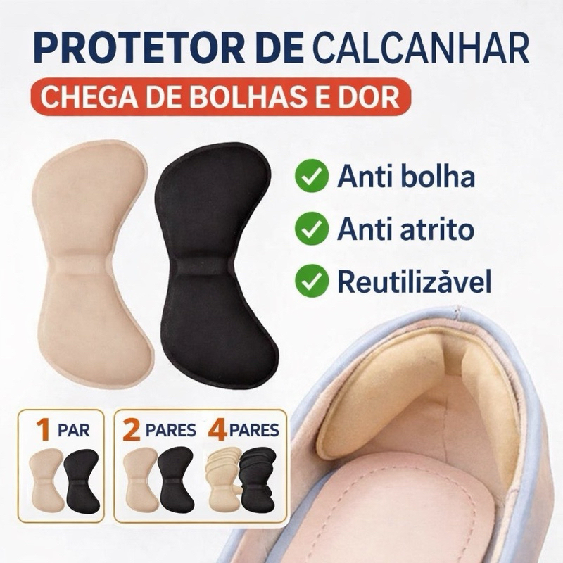 Protetor De Calcanhar Colante Confortável Kit 1/2/4 Pares em Oferta na Shopee