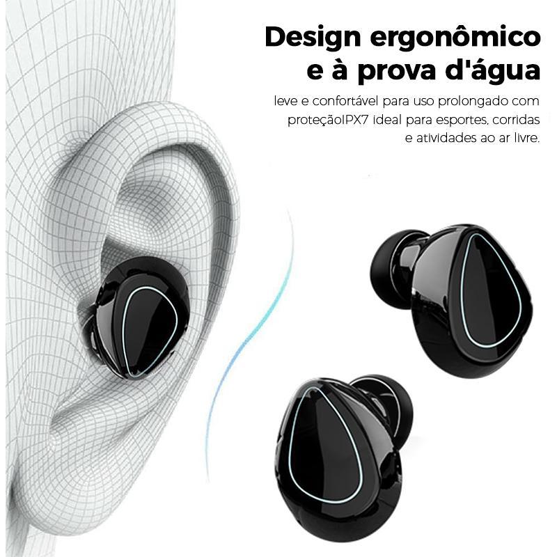 Sonique X™ Black | Fone Bluetooth à Prova D’Água com Display Digital + Case Power Bank em Oferta na Shopee