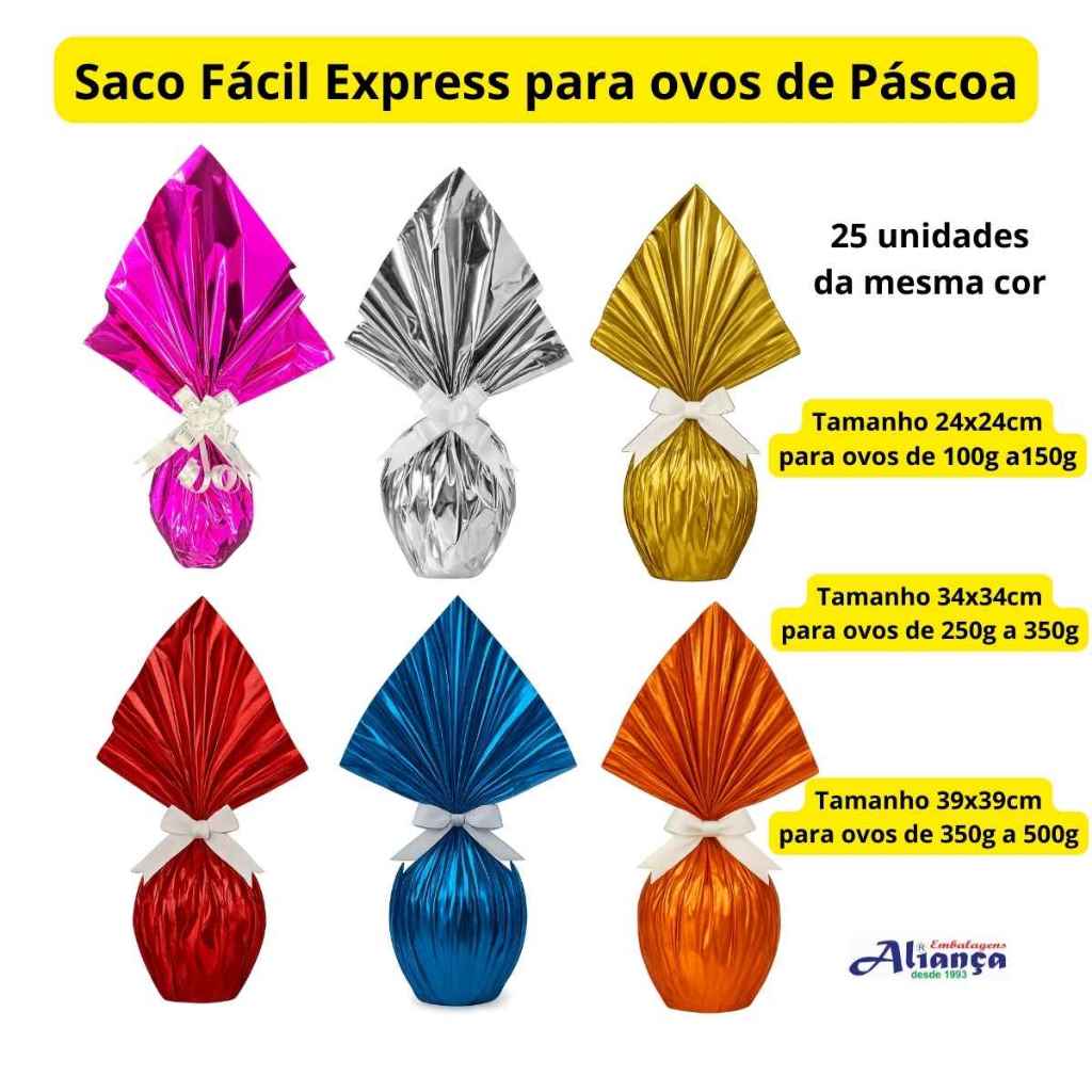 Saco Fácil Express BOPP para Ovos de Páscoa – Aliança