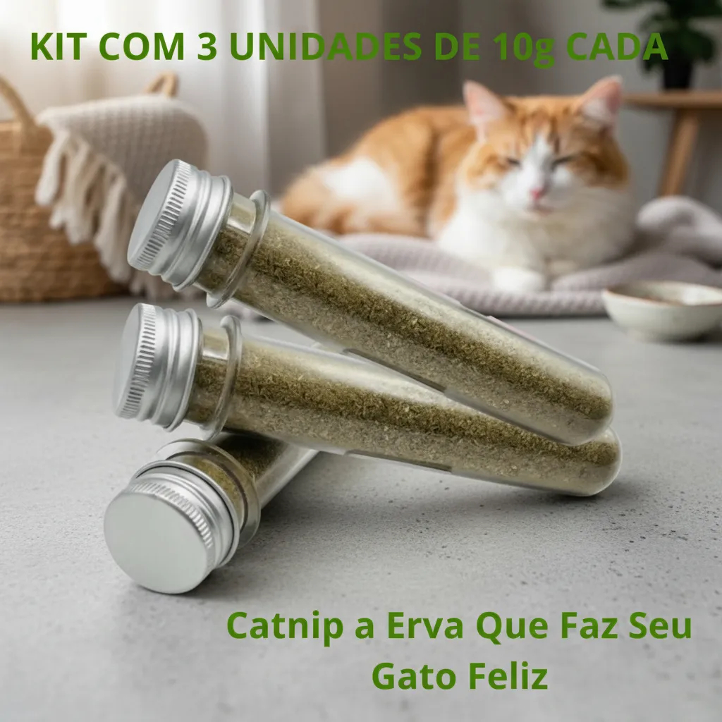 Kit 3 Catnip Em Pó Erva Do Gato Natural Anti Stress 30g