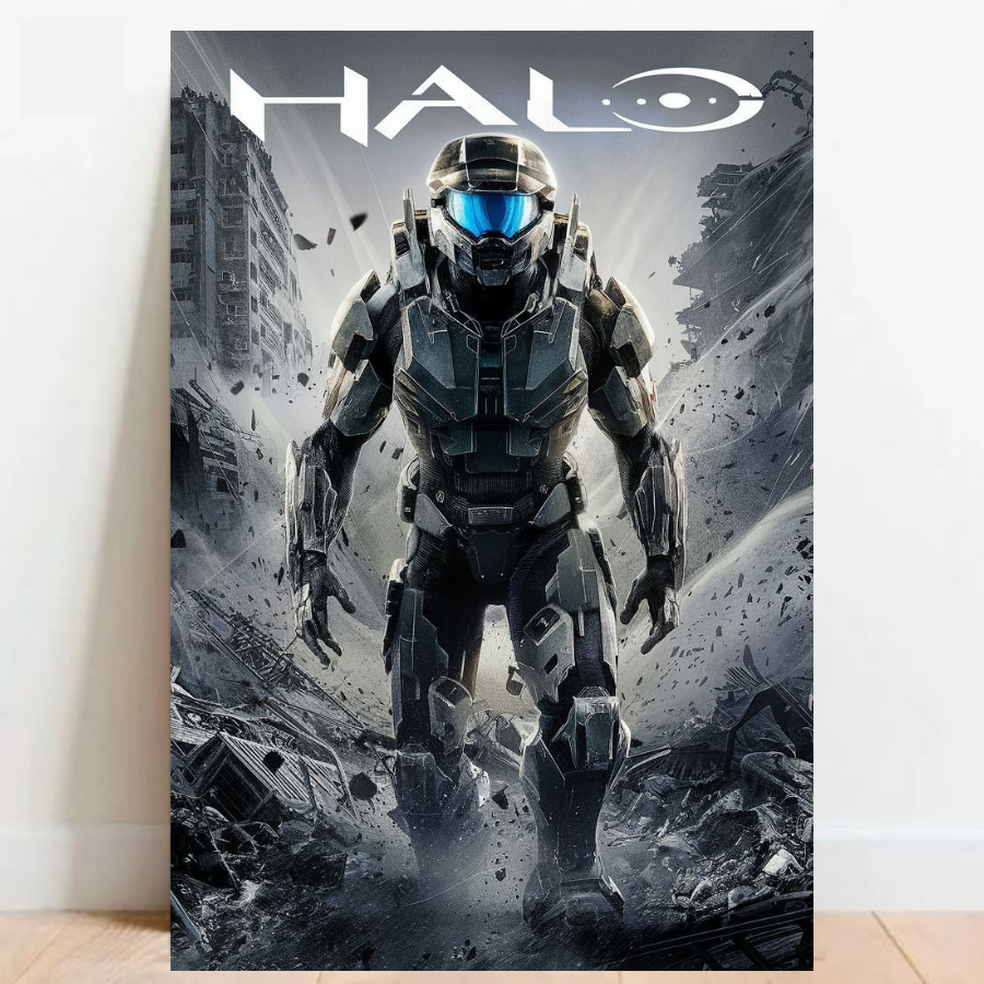 Quadro Placa Decorativa Poster Geek fps Halo Quarto Gamer video games decoração 09