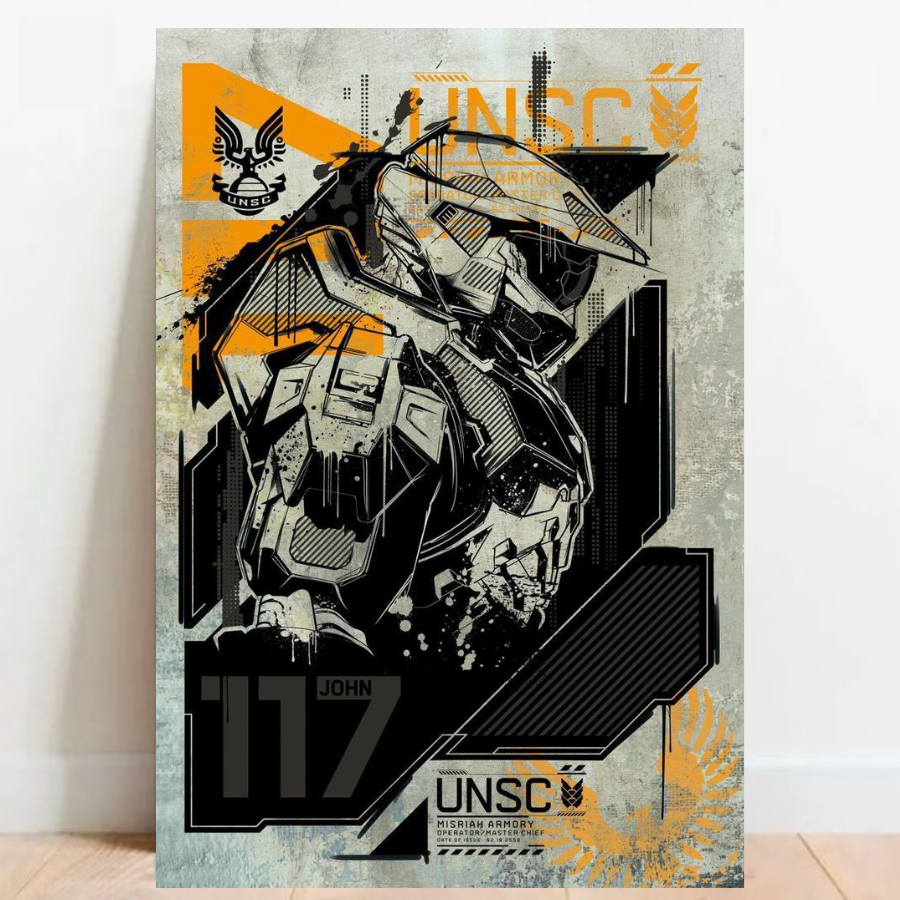 Quadro Placa Decorativa Poster Geek fps Halo Quarto Gamer video games decoração 010