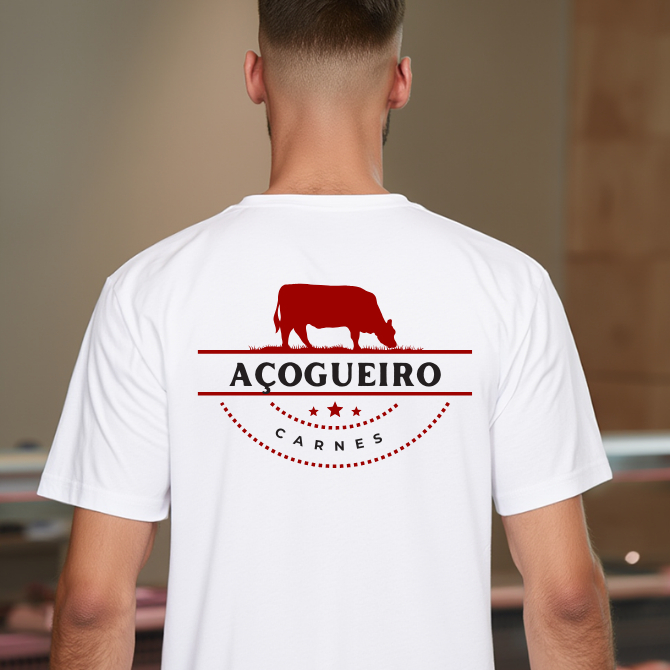 Camiseta Açougueiro Profissional Masculina Uniforme de Trabalho  Açougue Mercado Estampa Profissão