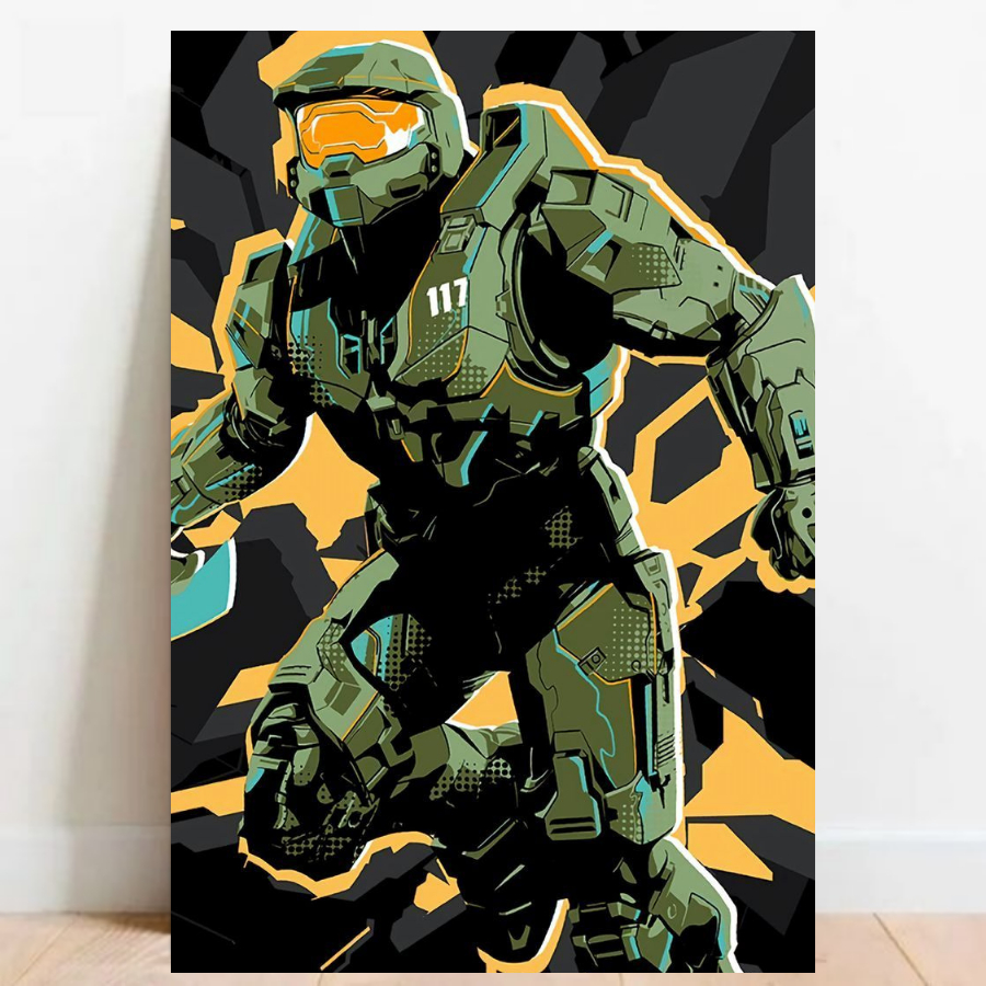 Quadro Placa Decorativa Poster Geek fps Halo Quarto Gamer video games decoração 014