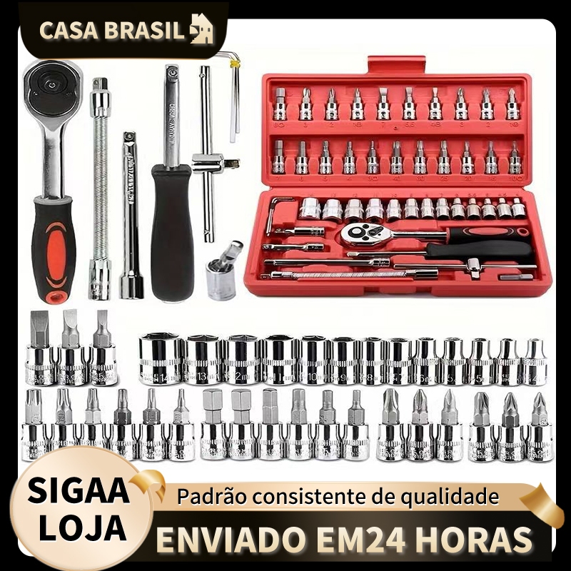 Kit De Ferramentas 40/46 Peças Jogo De Soquetes Chave Catraca Reversível Com Maleta Jogo De Ferramentas Completo em Oferta na Shopee