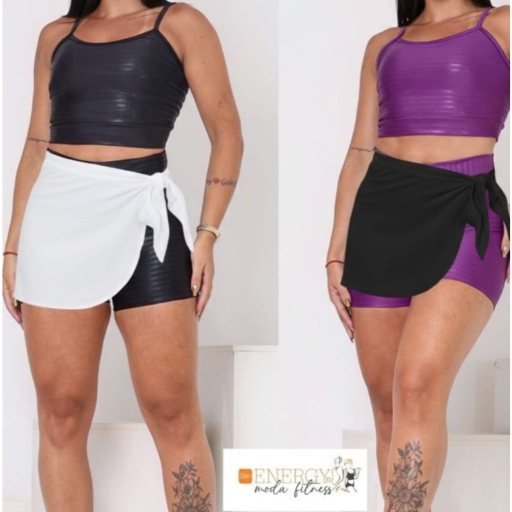 Kit 2 Tapa Bumbum Estilo Saia Fitness Roupas de Academia Feminina
