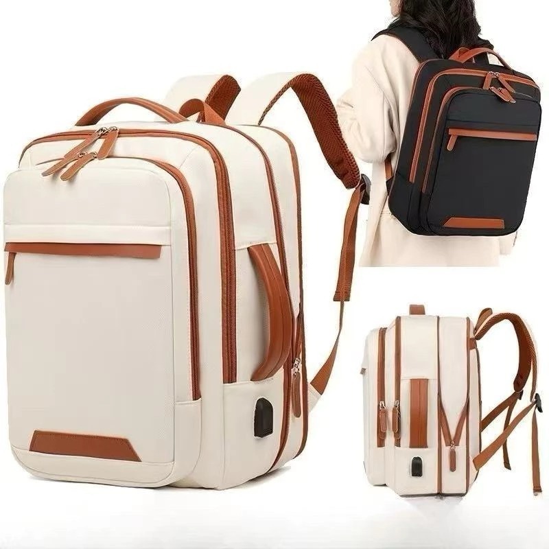 Mochila Unissex Expansível Multifuncional em Tecido Oxford para Viagens de Negócios com Grande Capacidade