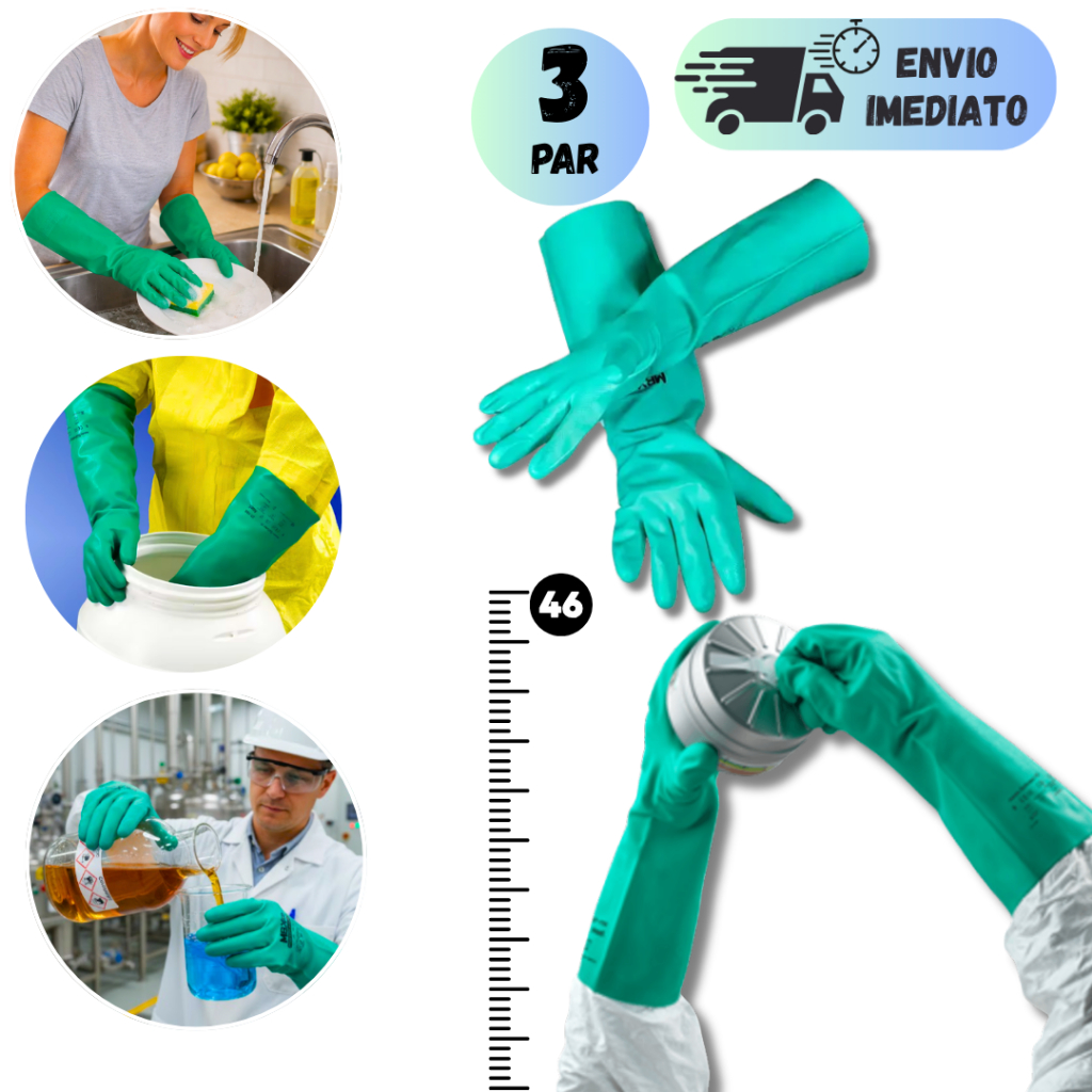 KIT 2 OU 3 LUVAS NITRILICA CANO LONGO MULTIUSO IMPERMEAVEL DE PROTEÇÃO  PARA LIMPEZA LOUÇA SERVIÇO GERAL QUIMICA