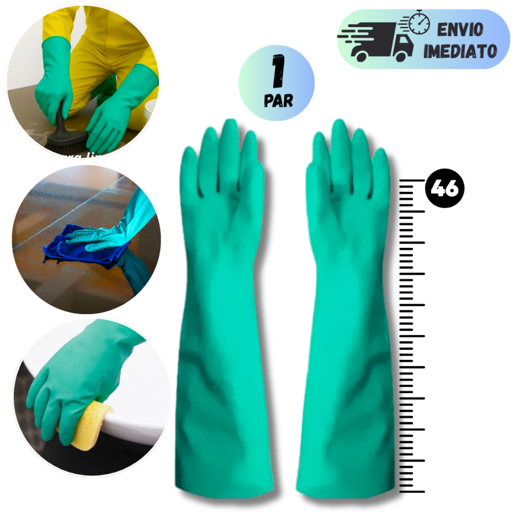 LUVA DE PROTEÇÃO NITRILICA CANO LONGO MULTIUSO IMPERMEAVEL  PARA LIMPEZA LOUÇA SERVIÇO GERAL