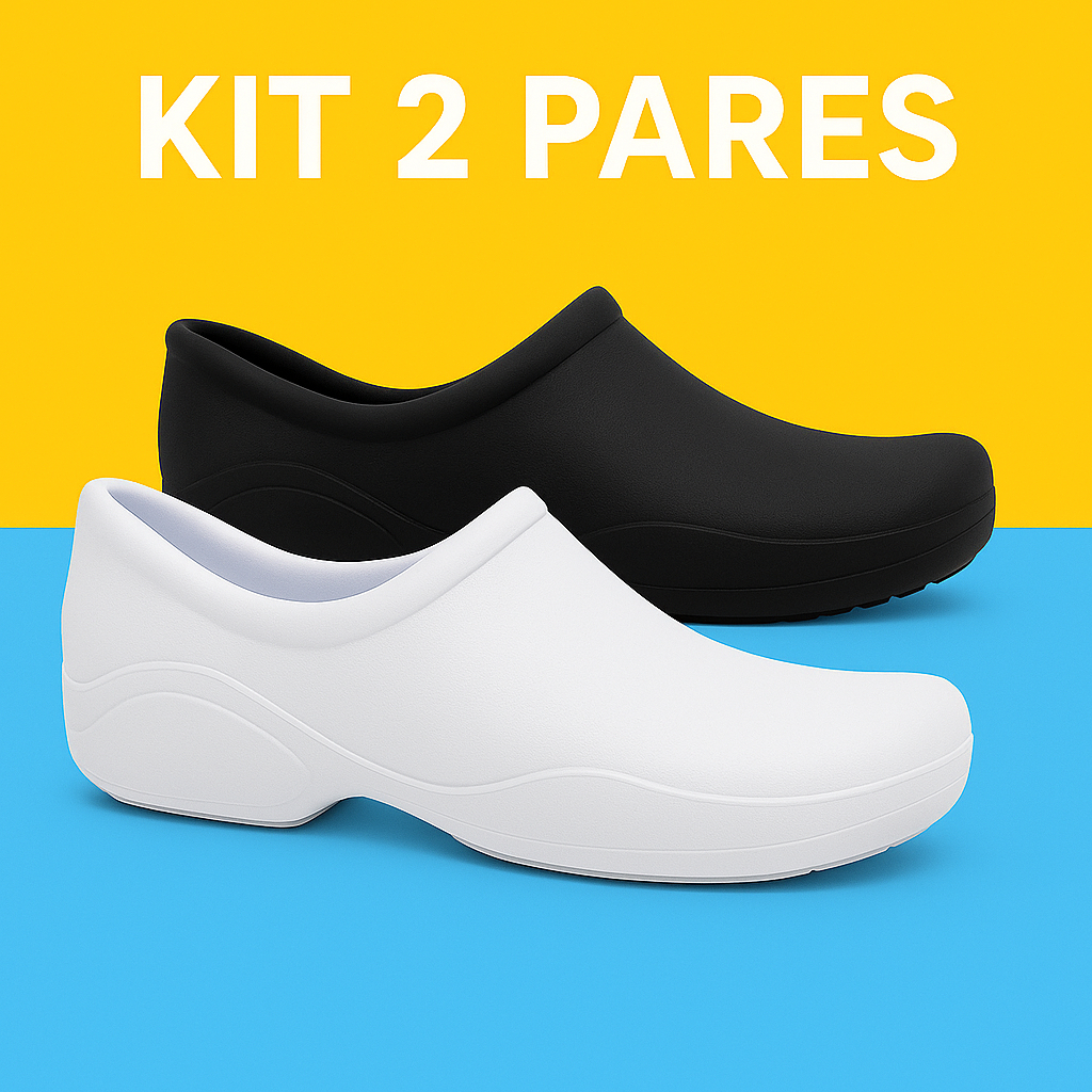 Kit Sapato Profissional EPI Ocupacional Antiderrapante Leve Fechado e Confortável Longas Jornadas