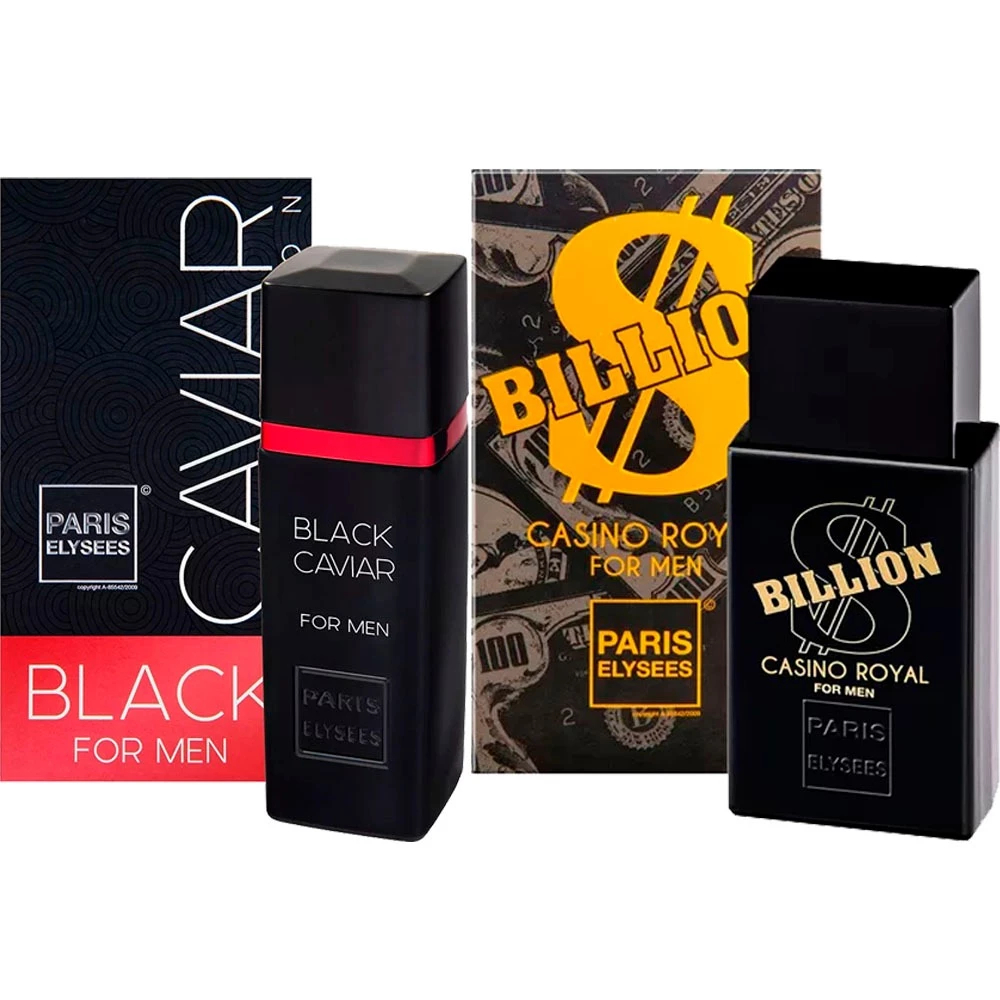 Kit Com 1 Black Caviar + 1 Billion Casino Royal 100 ml Paris Elysees em Oferta na Shopee