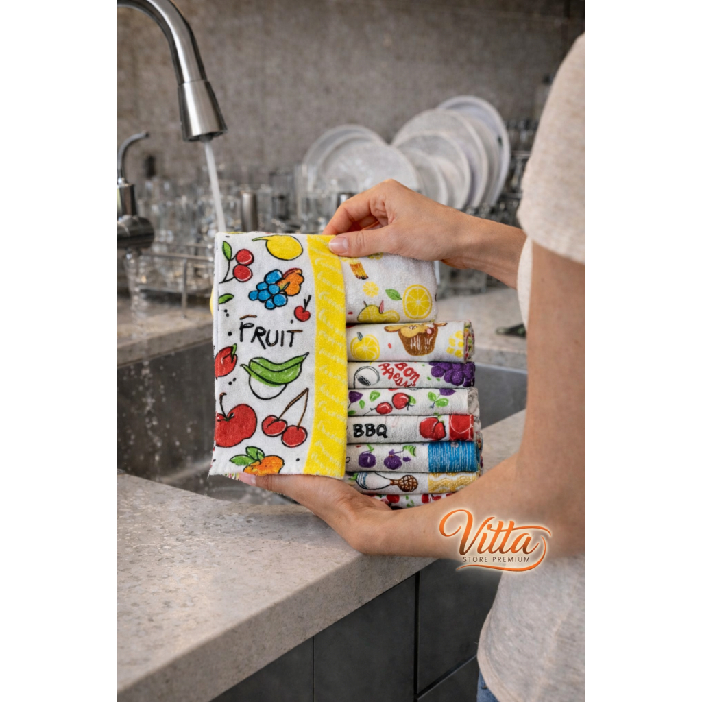 Kit 10 Panos de Prato Felpudos e Atoalhados Estampados 100% Algodão Alta Absorção e Durabilidade