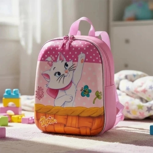 Mochila Infantil Marie Disney Gatinha Rosa Meninas Creche Escola Estudos Mochila Rosa
