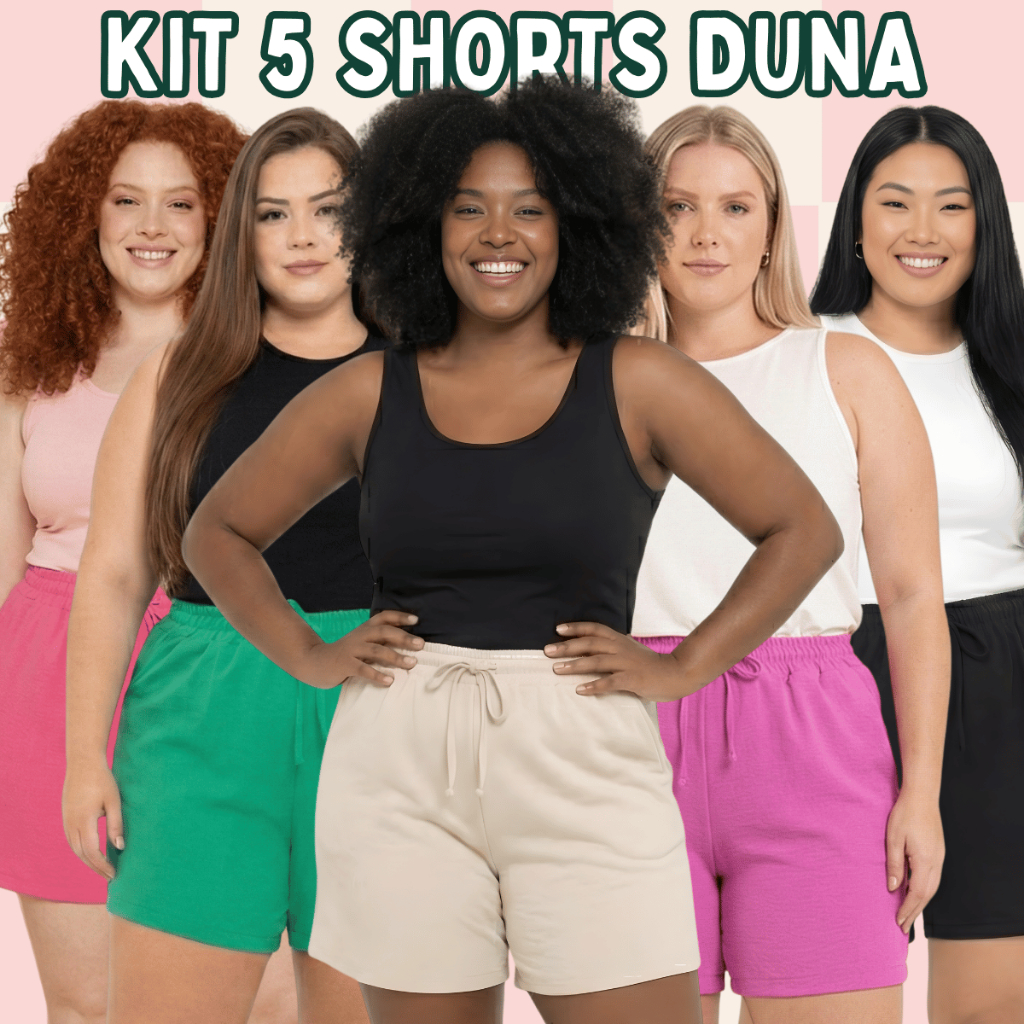 5 Shorts Feminino Bermuda Feminina Plus Size Soltinho Leve Saída Praia  G1 G2 G3 G4 Cintura Al Verão