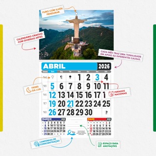 Calendário/Folhinha De Parede 2026 - Grande com Muitos modelos para escolher em Oferta na Shopee