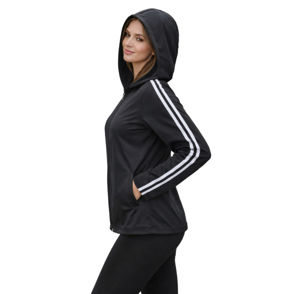 Jaqueta Academia Tactel Corta Vento com Zíper e Capuz Feminina