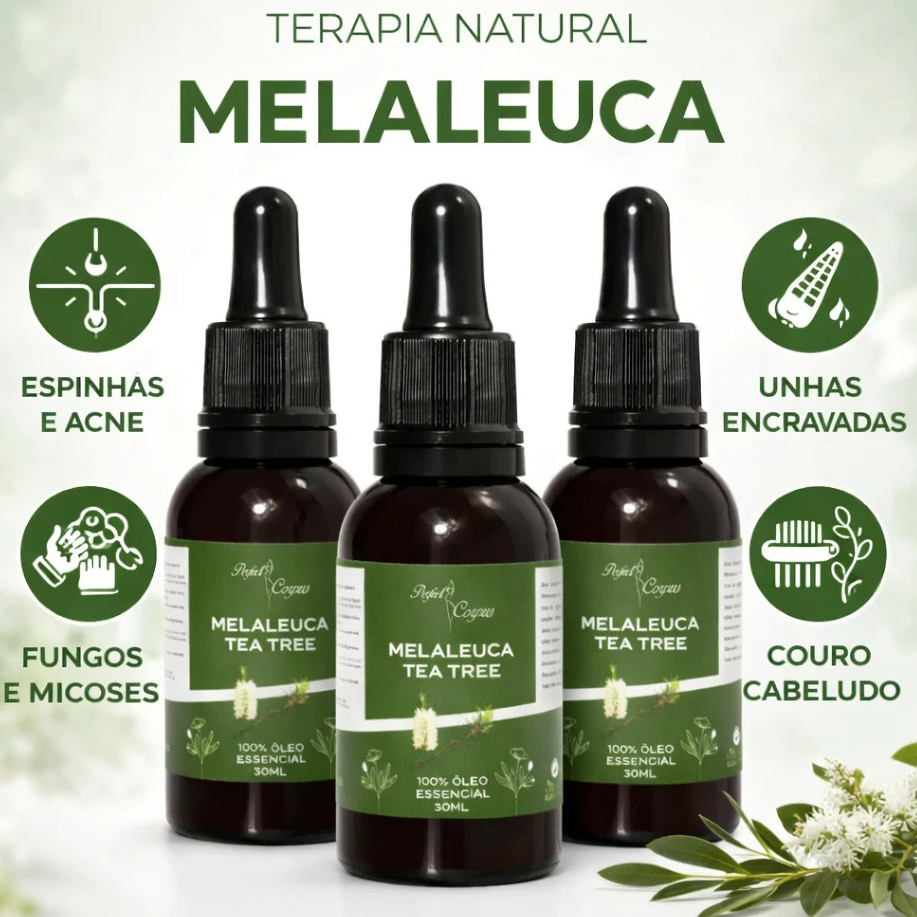Imagem Óleo Essencial De Melaleuca Tea Tree 100% Puro 30ml Contra Micose Acne