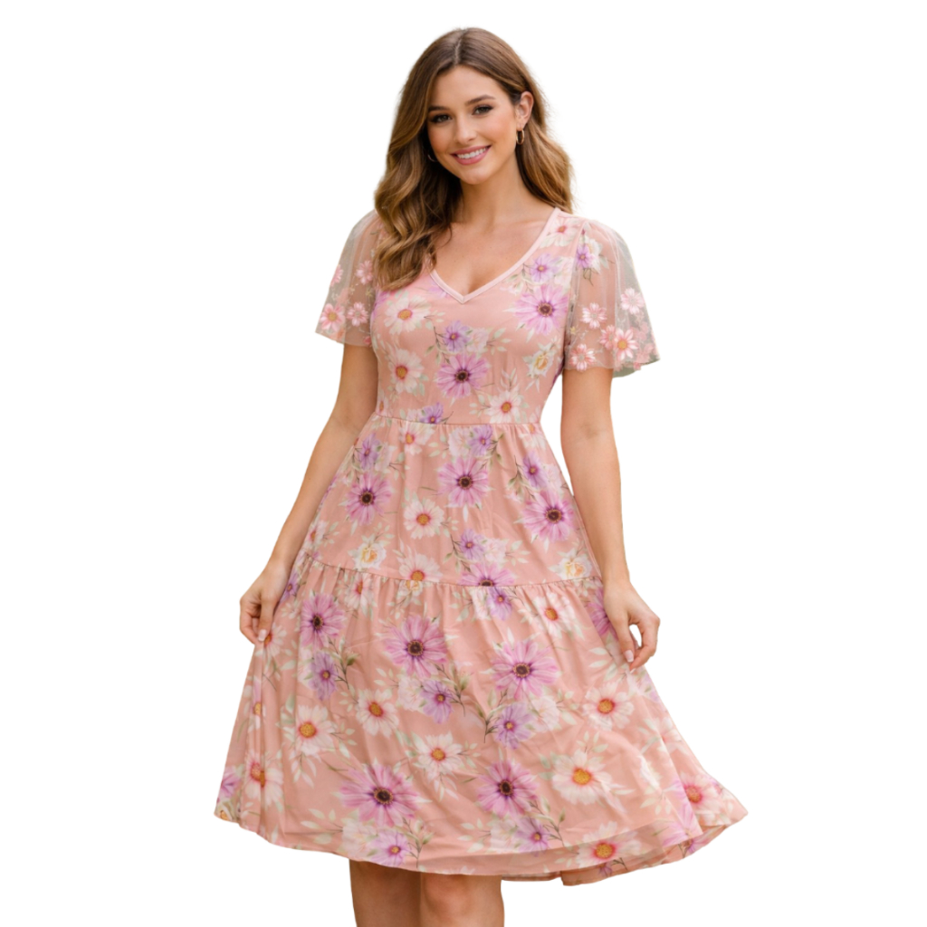 Vestido Feminino Midi em Tule com Forro Adulto e Plus Size em Oferta na Shopee