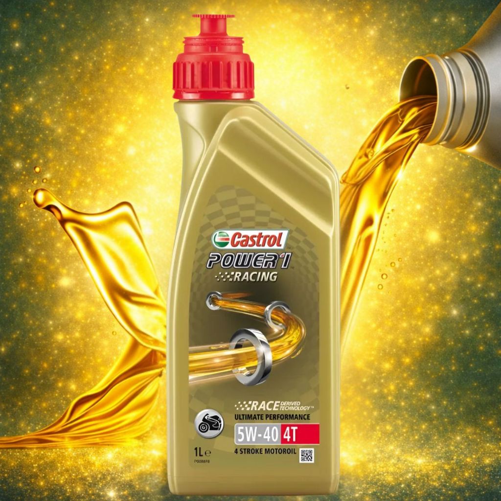 Óleo Castrol Power 1 Racing 5W40 4T Sintético 1 Litro para Motos Alta Performance API SN JASO MA2