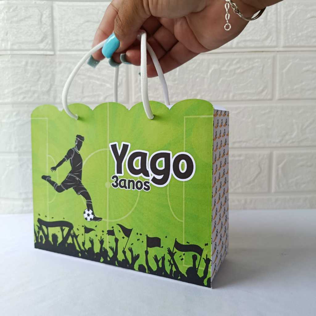Sacolinhas para Lembrancinha Personalizada Futebol - Copa do Mundo - Festa Infantil - DESMONTADA