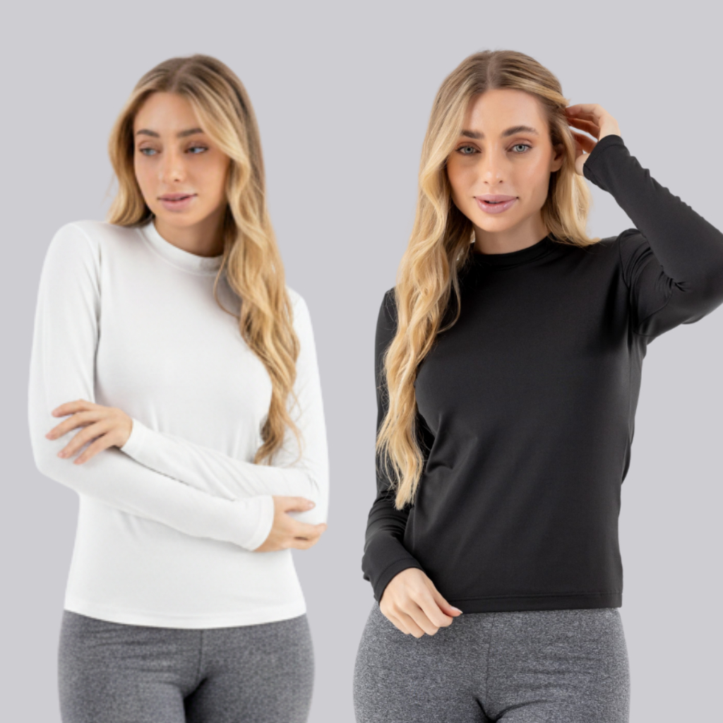 KIT 2 Blusa Térmica Feminina Segunda Pele Peluciada Inverno Frio em Oferta na Shopee