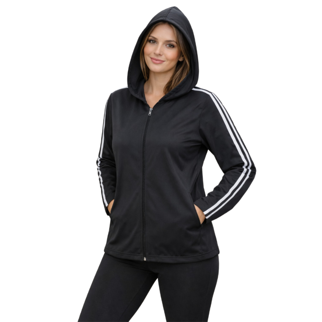 Jaqueta Academia Tactel Corta Vento com Zíper e Capuz Feminina em Oferta na Shopee