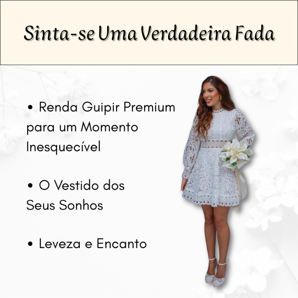 Vestido Renda Guipir Fada Tamanho P Noiva Curto Casamento Civil Mini Pré Wedding Delicadeza Luxuoso em Oferta na Shopee