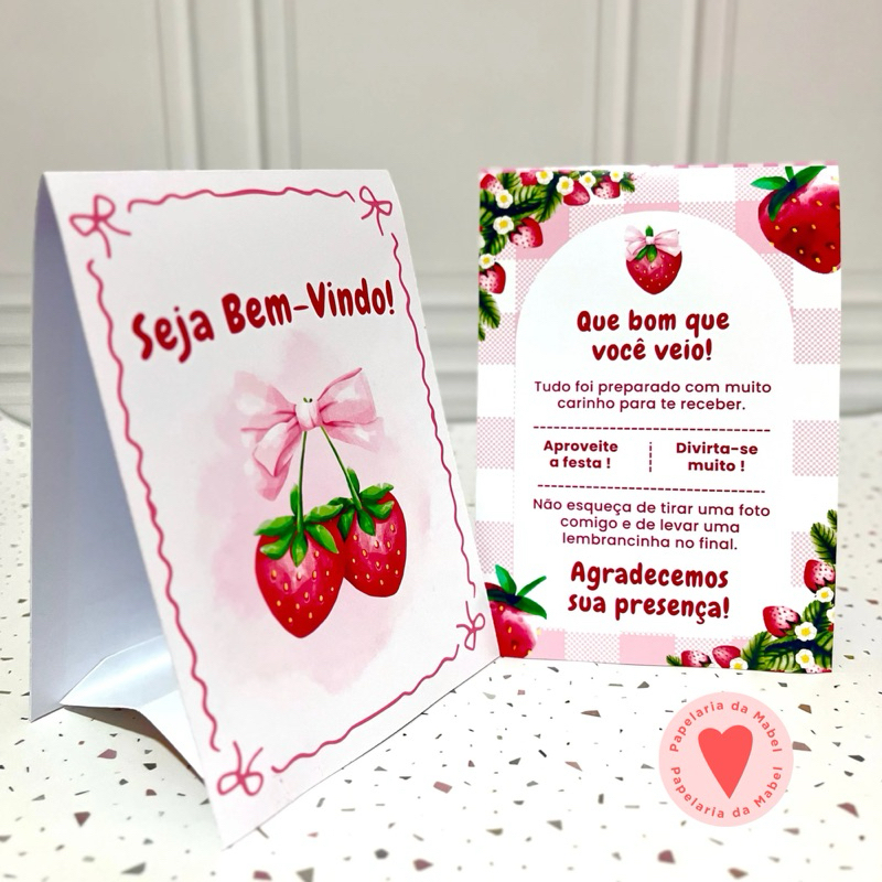 5 a 40 Centro de Mesa - PEGUE E MONTE - MORANGO - Plaquinha Agradecimento - Decoração Festa de Aniversário em Oferta na Shopee