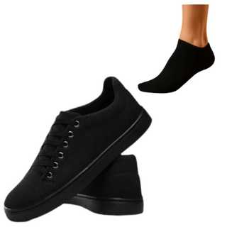 Sapatênis Casual Masculino Confortável Preto + Brinde: 1 Par de meia