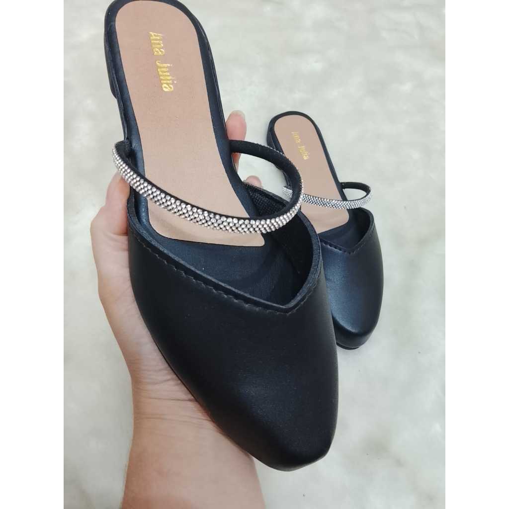 Sapatilha Sapato Mule Bico Fino Feminino Pedraria Strass Luxo - Social, Solado antiderrapante - Várias cores do 34 ao 39