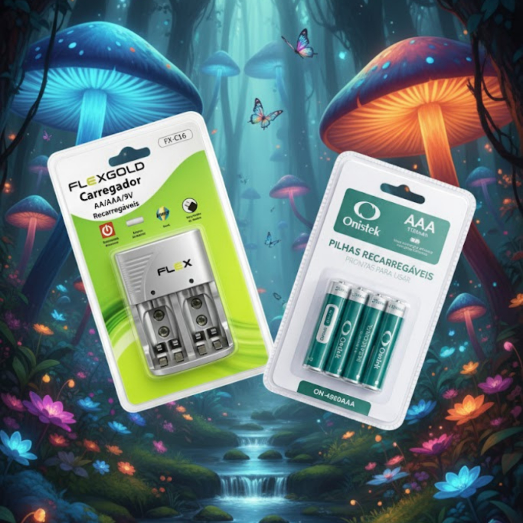 Carregador De Pilha Aa/aaa + 4 Pilhas Aaa 2700 Mah Onistek - recomendado para controle remotos em Oferta na Shopee